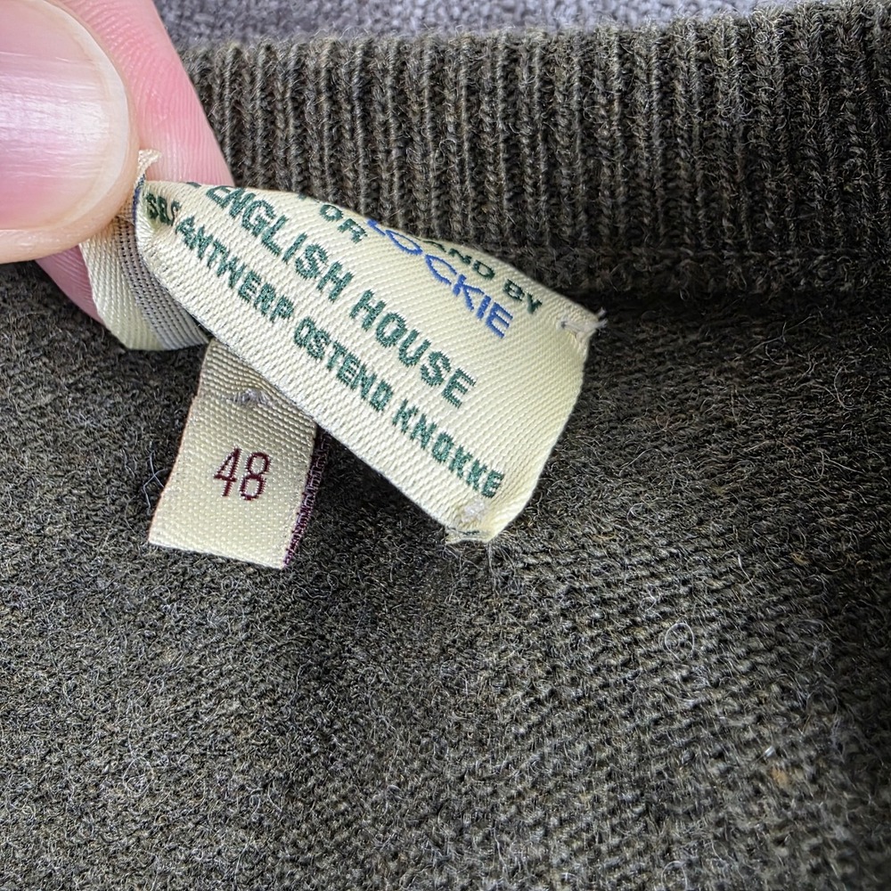 William Lockie Sweater Mens 48 XL Green V Neck Super Geelong Lambswool Scotland - Picture 8 of 10